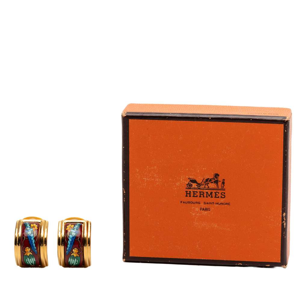 Hermès Enamel Cloisonne Clip On Earrings - 4