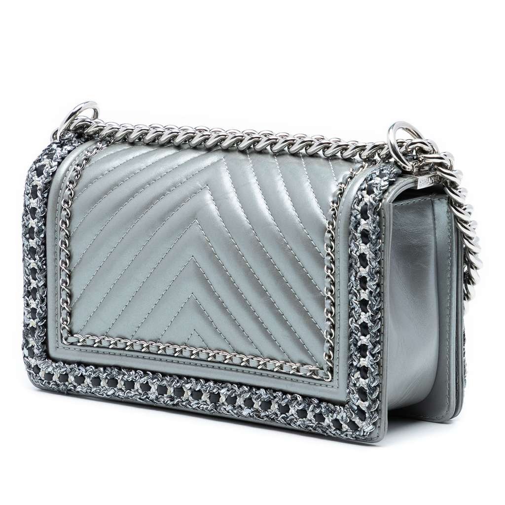 Chanel Old Medium Chevron Lambskin and Braided Tweed Jacket Boy Flap - 2