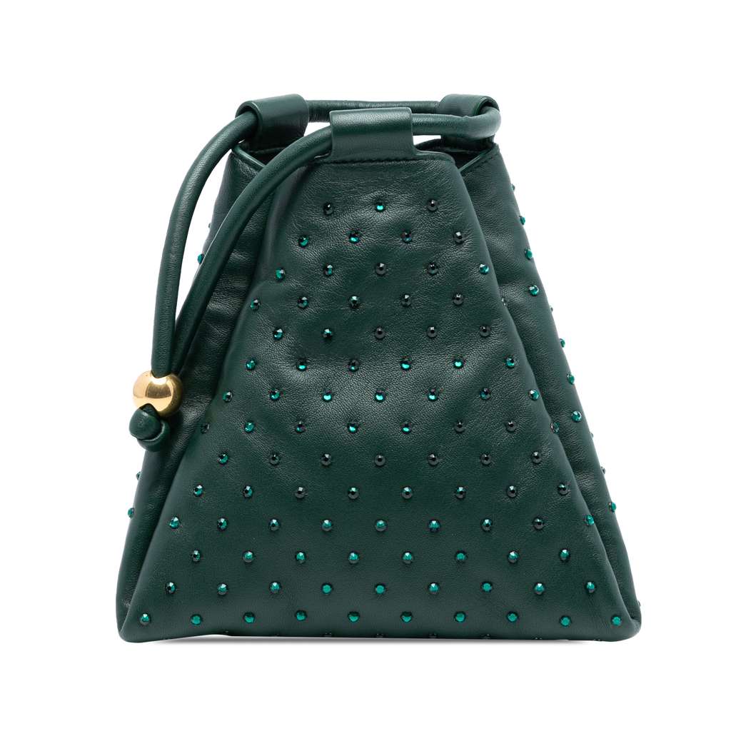 Bottega Veneta Mini Lambskin Crystal Embellished Triangle Handbag