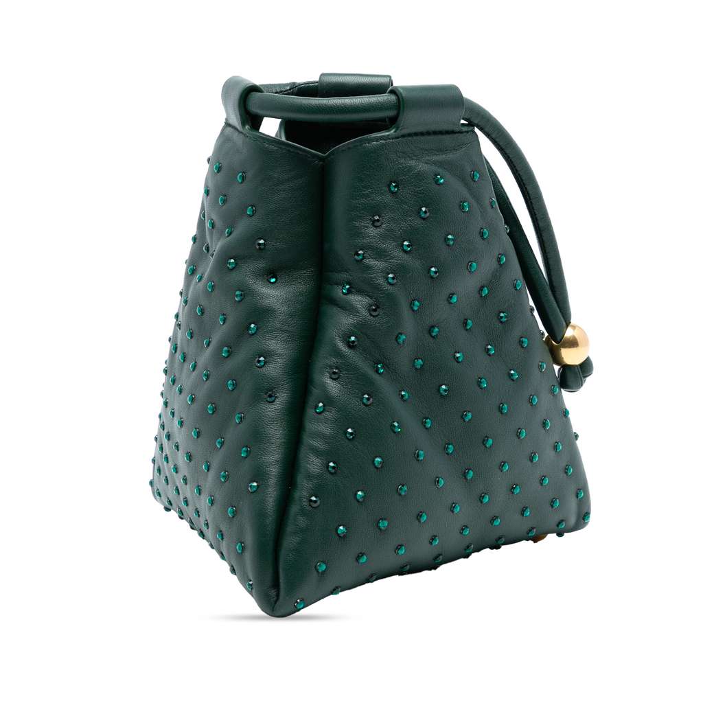Bottega Veneta Mini Lambskin Crystal Embellished Triangle Handbag - 2