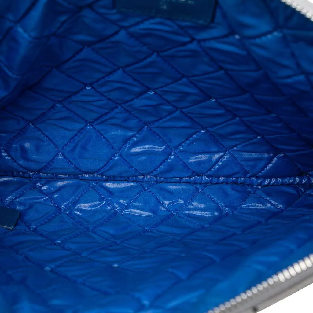 Chanel Medium Quilted Lambskin Data Center O Case Clutch Grey Leather Very good - Model View