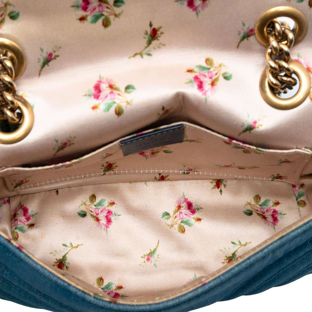 Gucci Small GG Marmont Matelasse Denim Pearly Shoulder Bag - 4