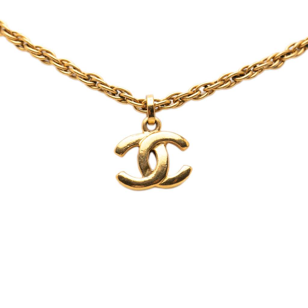 Chanel Gold Plated CC Pendant Necklace - 2