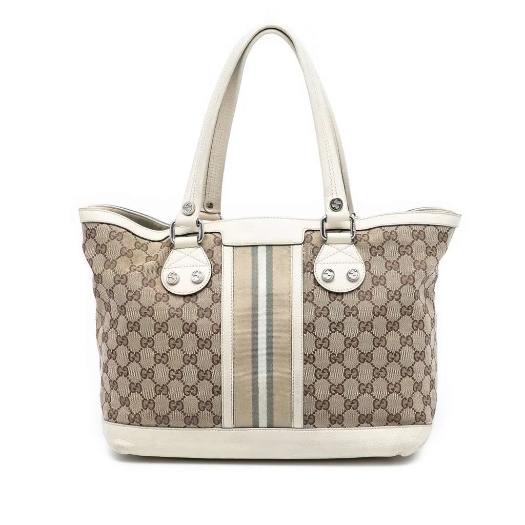 Gucci GG Canvas Web Sunset Tote Brown Canvas Very good - Front View