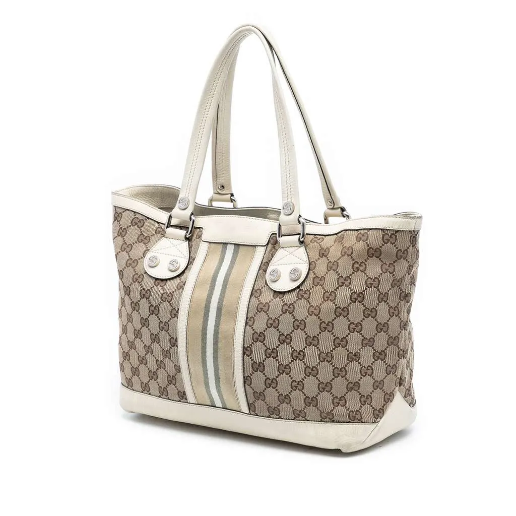 Gucci GG Canvas Web Sunset Tote Brown Canvas Very good - Back View