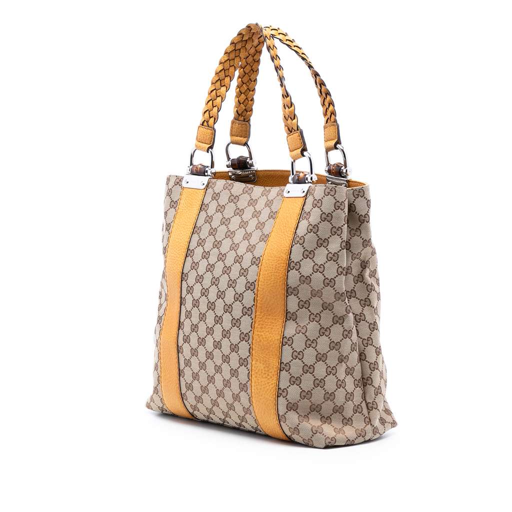 Gucci Large GG Canvas Bamboo Libeccio Tote - 2