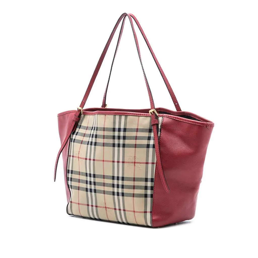 Burberry Small Haymarket Check Canvas and Leather Canterbury Tote Brown Canvas Very good - Back View