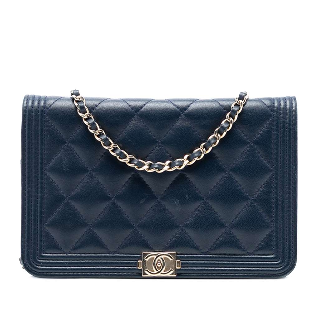 Chanel Quilted Lambskin Boy Wallet On Chain