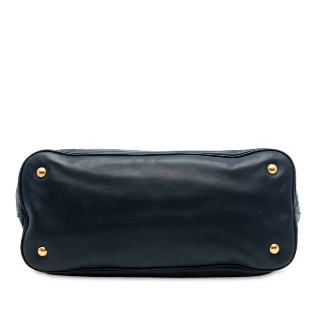 Prada Soft Calfskin Open Convertible Shopping Tote Blue Leather Very good - Inside View