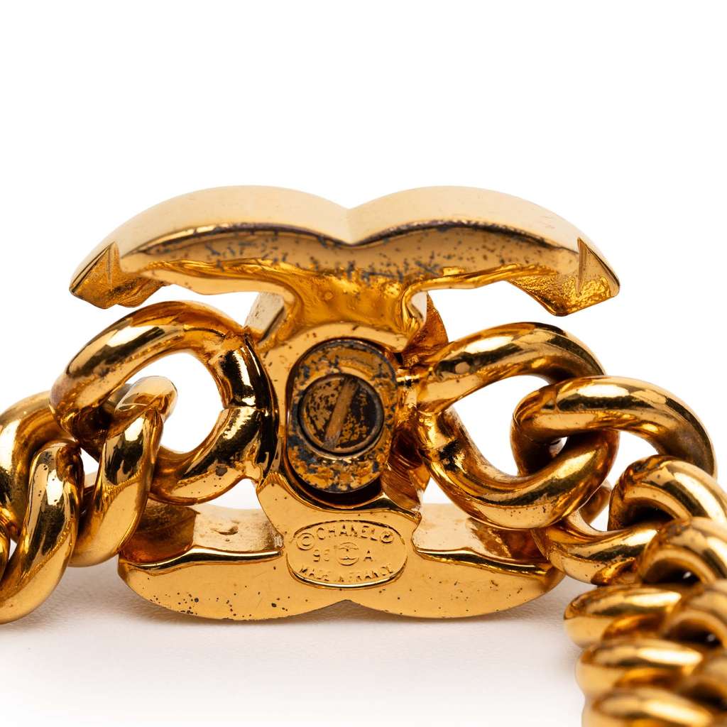 Chanel Gold Plated CC Turn Lock Bracelet - 4