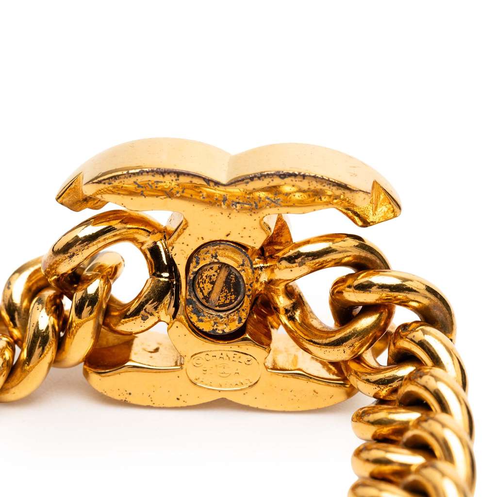 Chanel Gold Plated CC Turn Lock Bracelet - 5