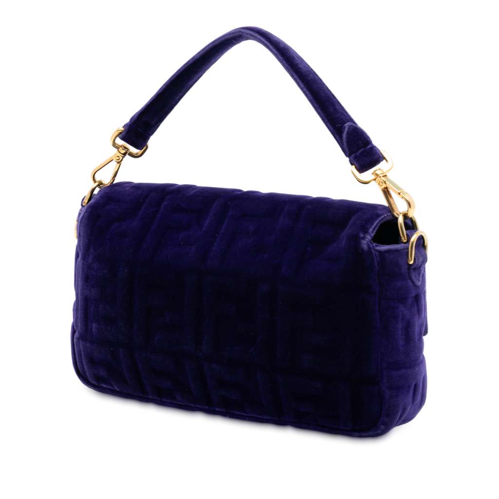 Fendi Zucca Embossed Velvet Baguette Satchel - 2