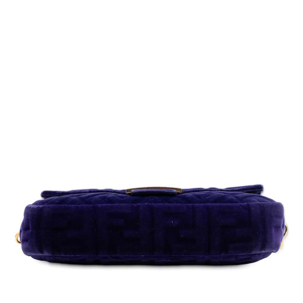 Fendi Zucca Embossed Velvet Baguette Satchel - 3