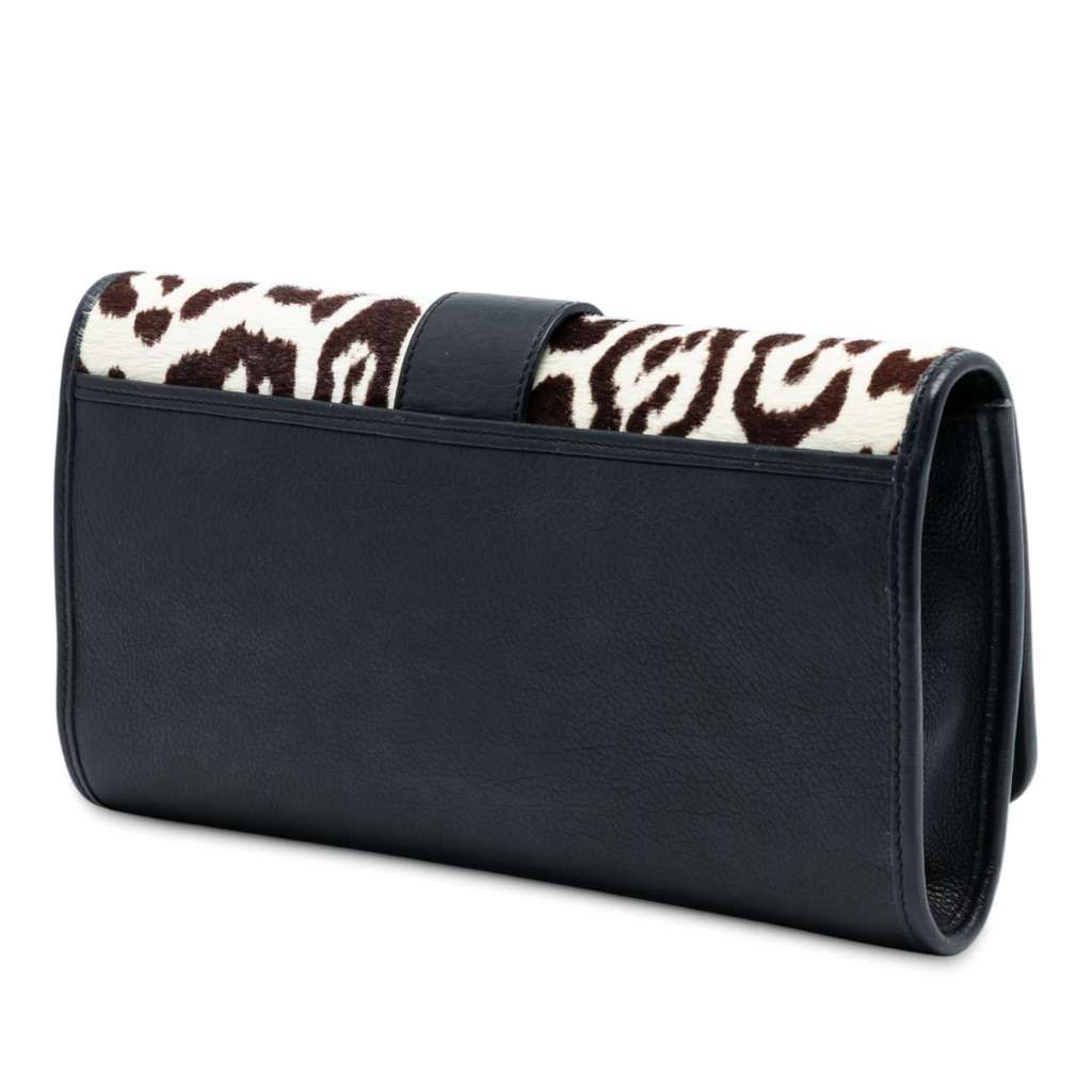 Saint Laurent Pony Hair Leopard Print Chyc Ligne Clutch - 2