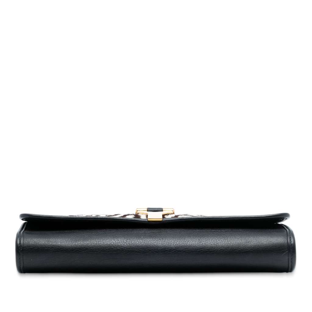 Saint Laurent Pony Hair Leopard Print Chyc Ligne Clutch - 3