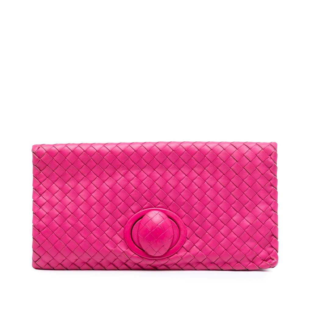 Bottega Veneta Nappa Intrecciato Turn Lock Clutch
