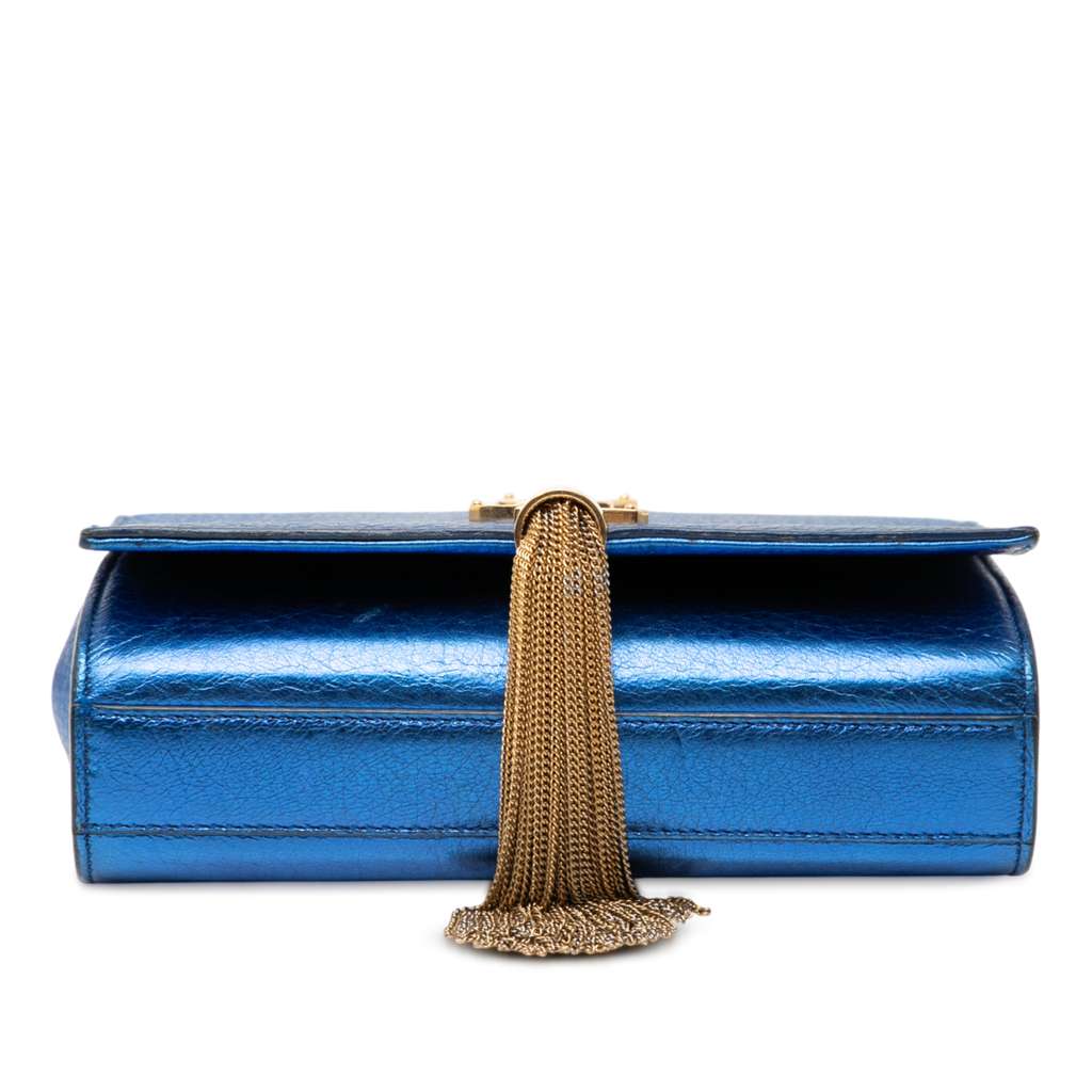 Saint Laurent Small Metallic Calfskin Monogram Kate Tassel Crossbody - 3