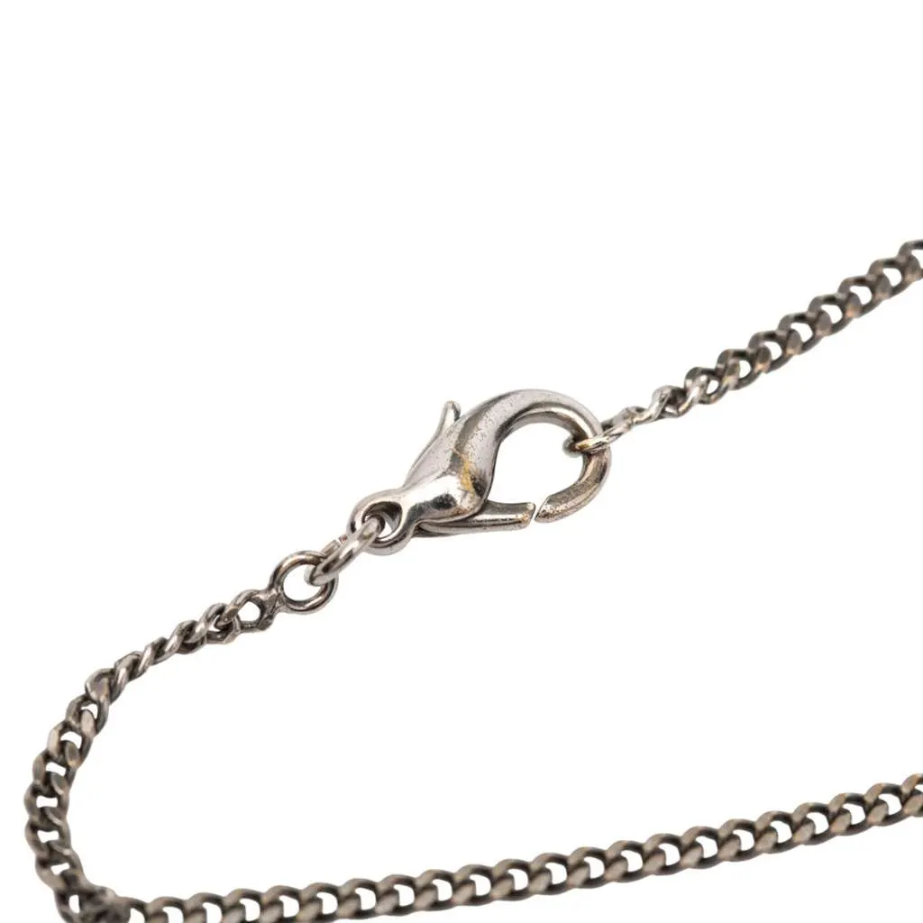 Chanel Silver Plated Rhinestone CC Drop Pendant Necklace Silver Metal Good - Box View