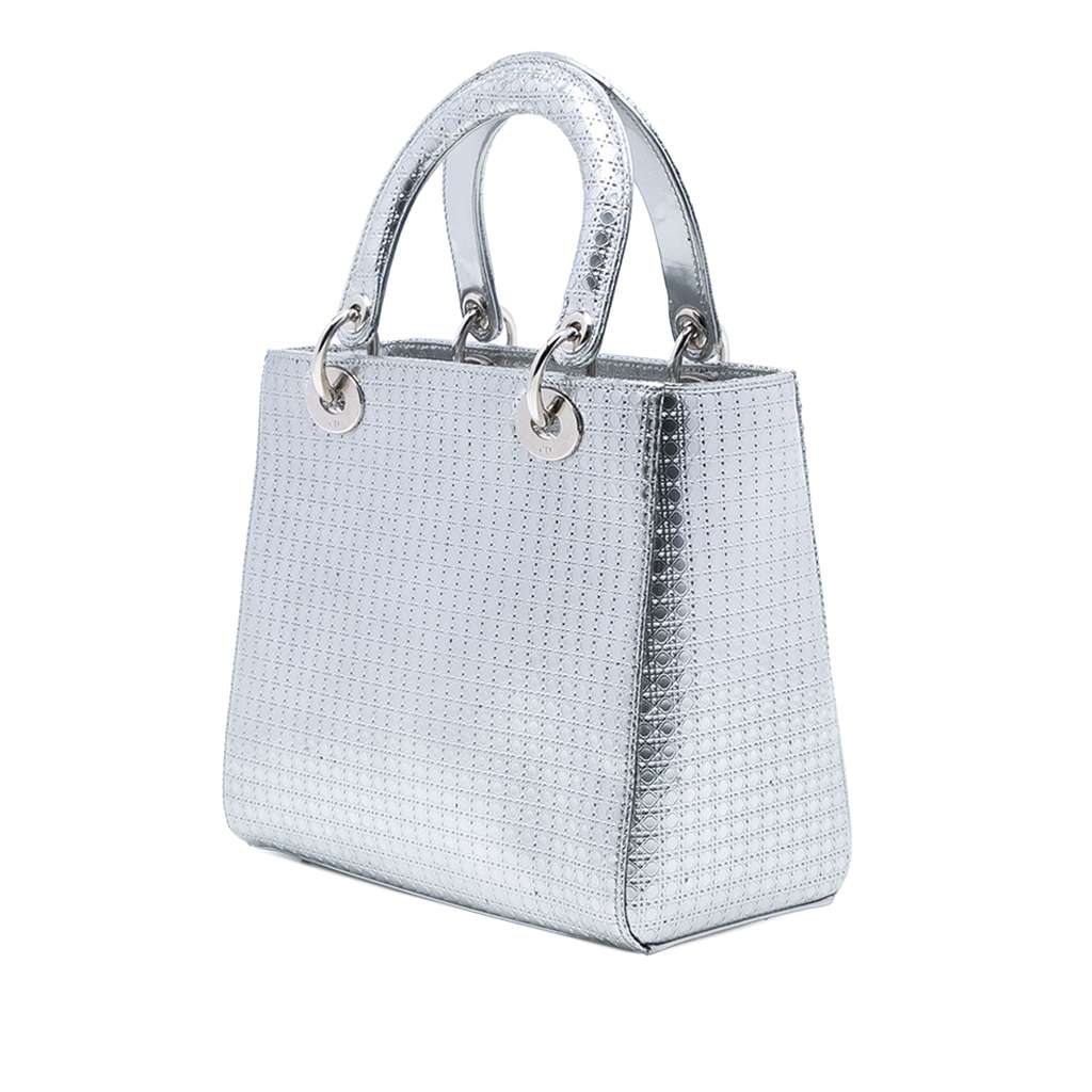 Dior Medium Metallic Patent Microcannage Lady Dior - 2