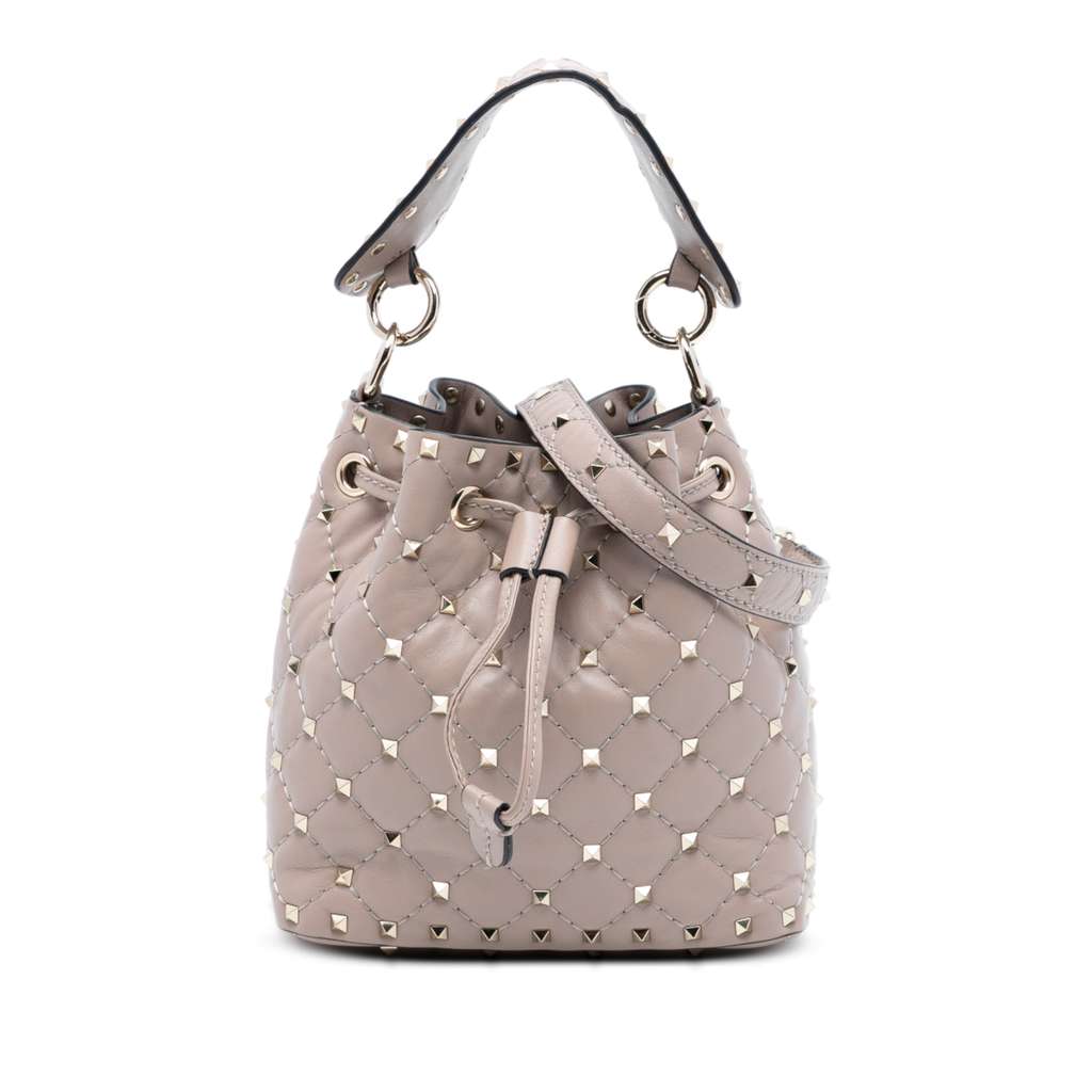 Valentino Small Leather Rockstud Spike Bucket Bag