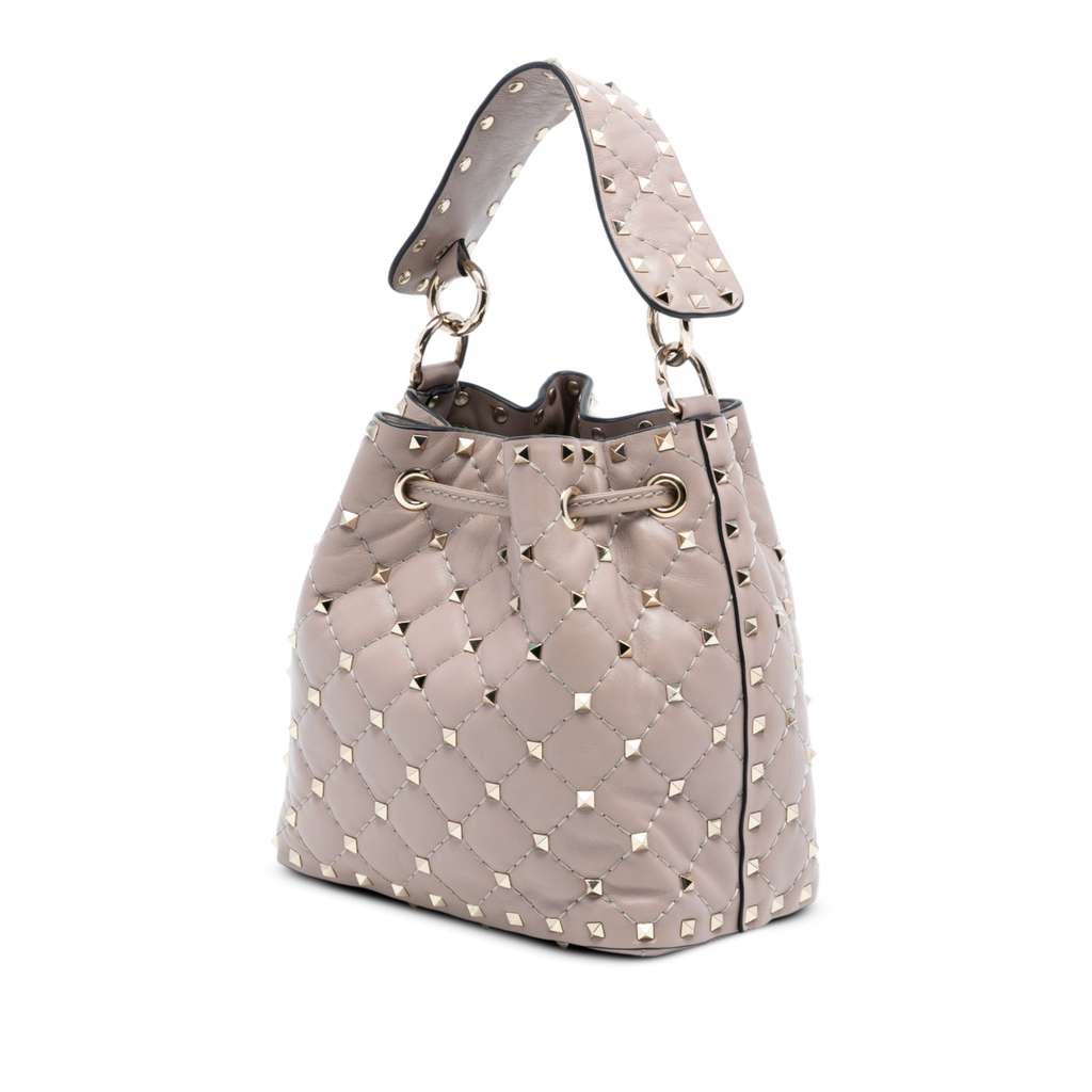 Valentino Small Leather Rockstud Spike Bucket Bag - 2
