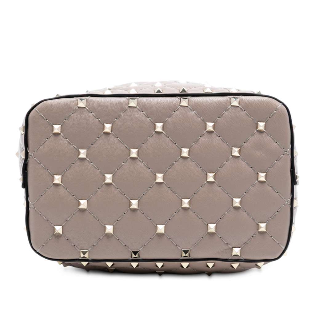 Valentino Small Leather Rockstud Spike Bucket Bag - 3