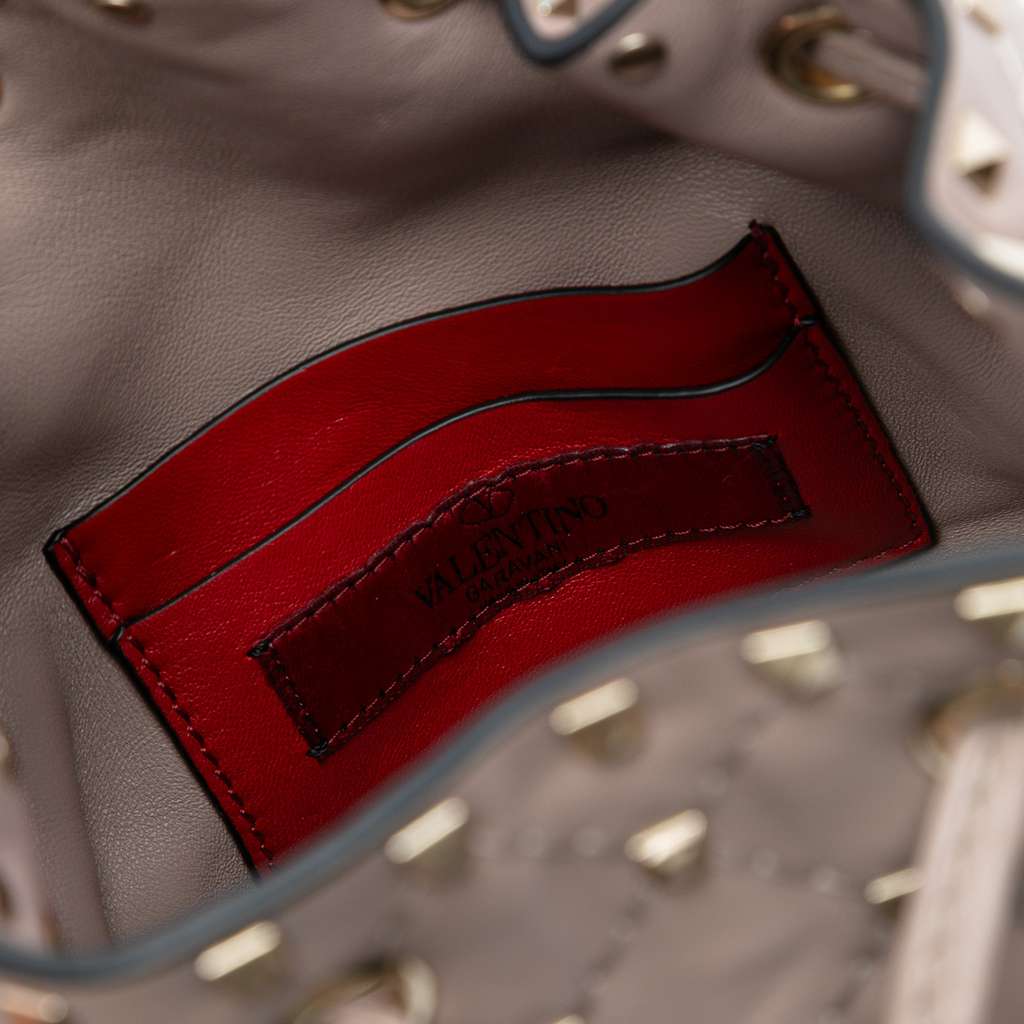 Valentino Small Leather Rockstud Spike Bucket Bag - 5