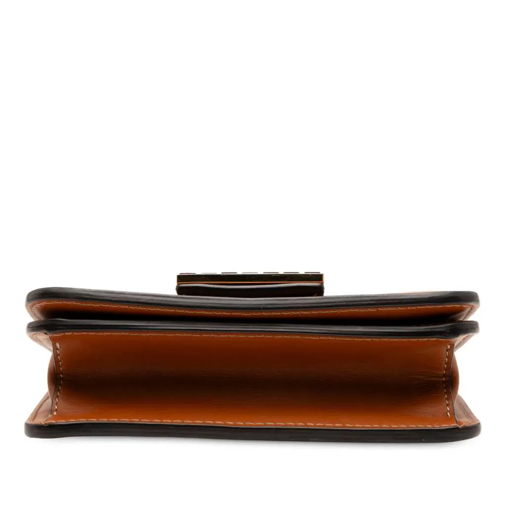 Fendi Leather Crystal Fab Crossbody Brown Leather Very good - Inside View