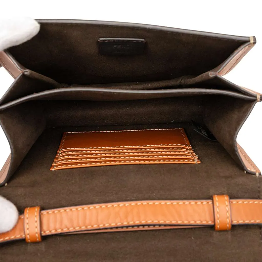 Fendi Leather Crystal Fab Crossbody Brown Leather Very good - Model View