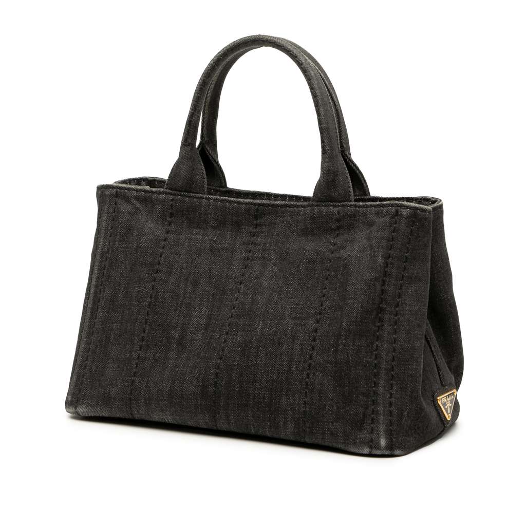 Prada Small Denim Canapa Logo Satchel - 2