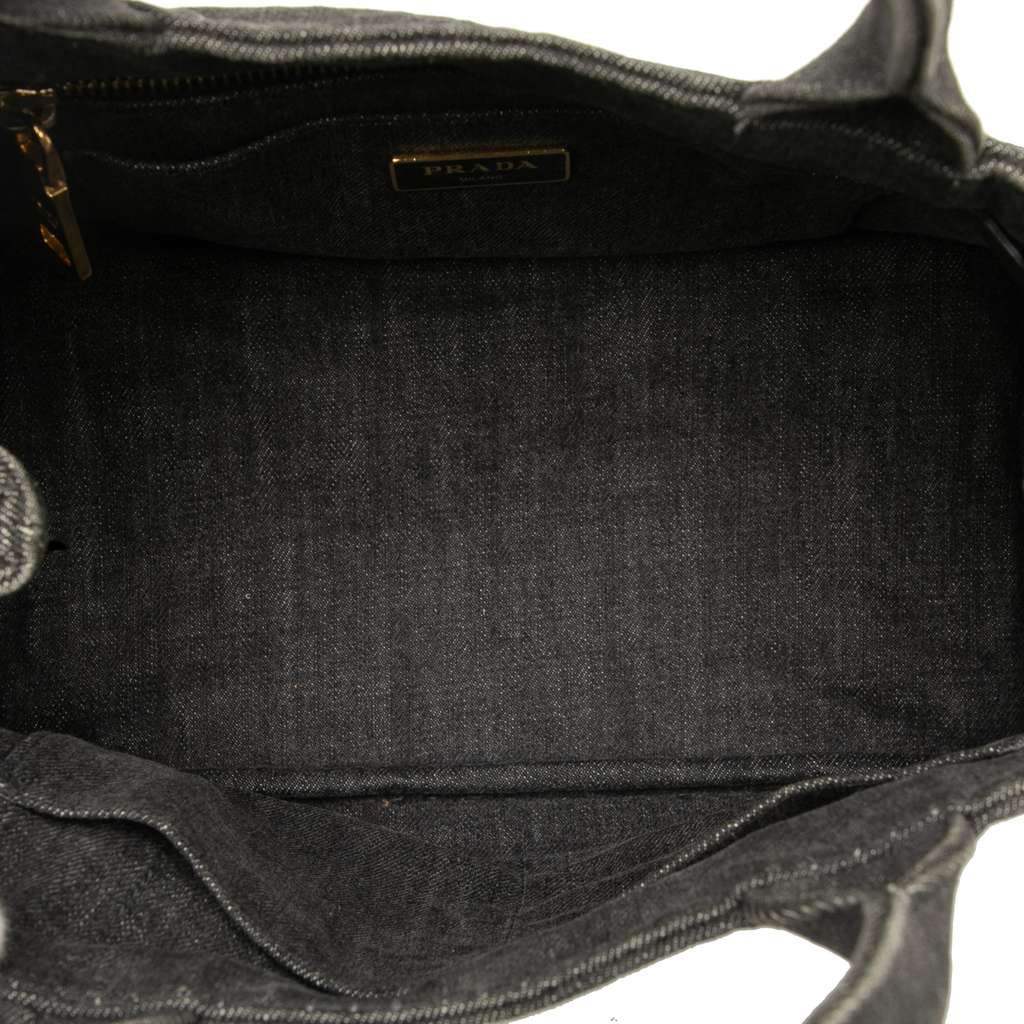 Prada Small Denim Canapa Logo Satchel - 4