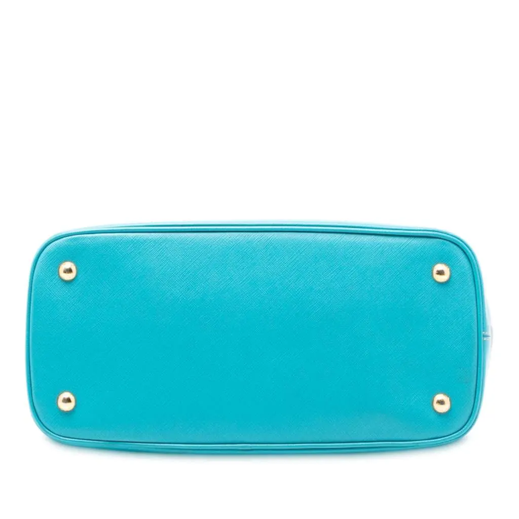 Prada Bicolor Saffiano Lux Promenade Dome Handbag Blue Leather Good - Inside View
