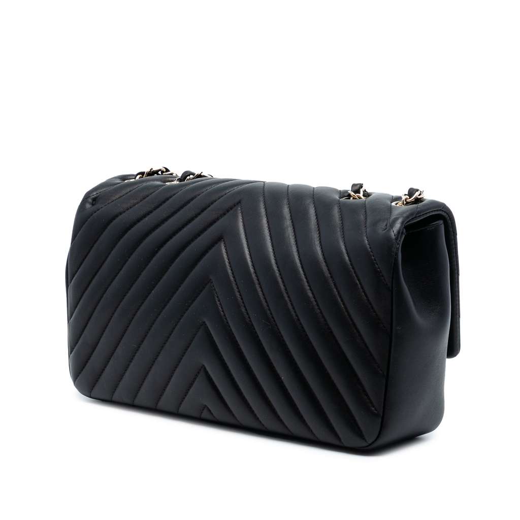 Chanel CC Chevron Quilted Lambskin Single Flap - 2