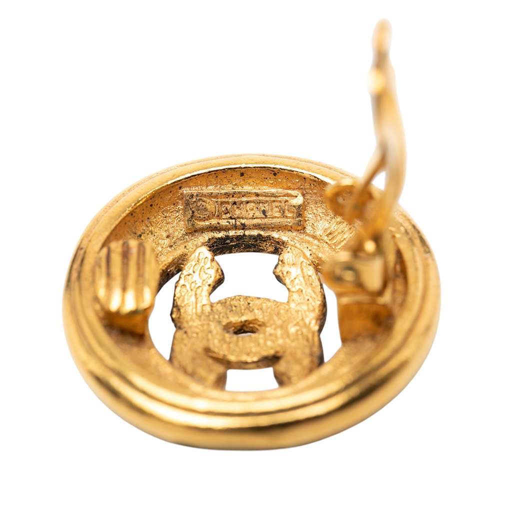 Chanel CC Gold Plated Round Clip on Earrings - 3