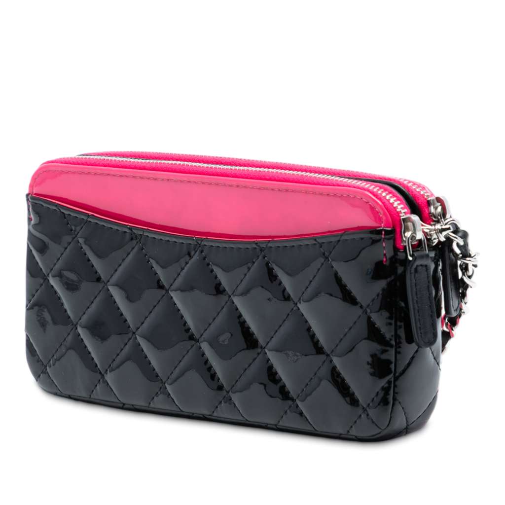 Chanel Bicolor Patent Double Zip Wallet on Chain - 2