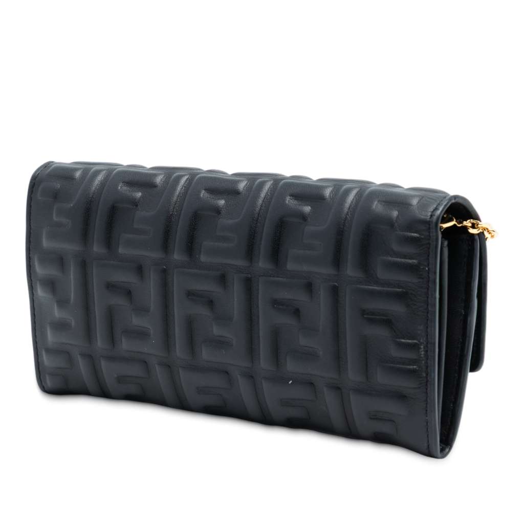 Fendi Zucca Embossed Nappa Baguette Continental Wallet With Chain - 2