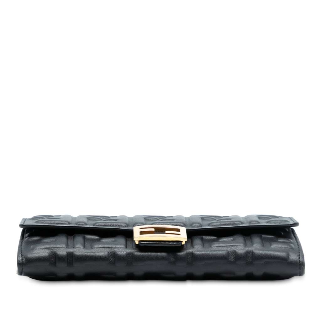 Fendi Zucca Embossed Nappa Baguette Continental Wallet With Chain - 3