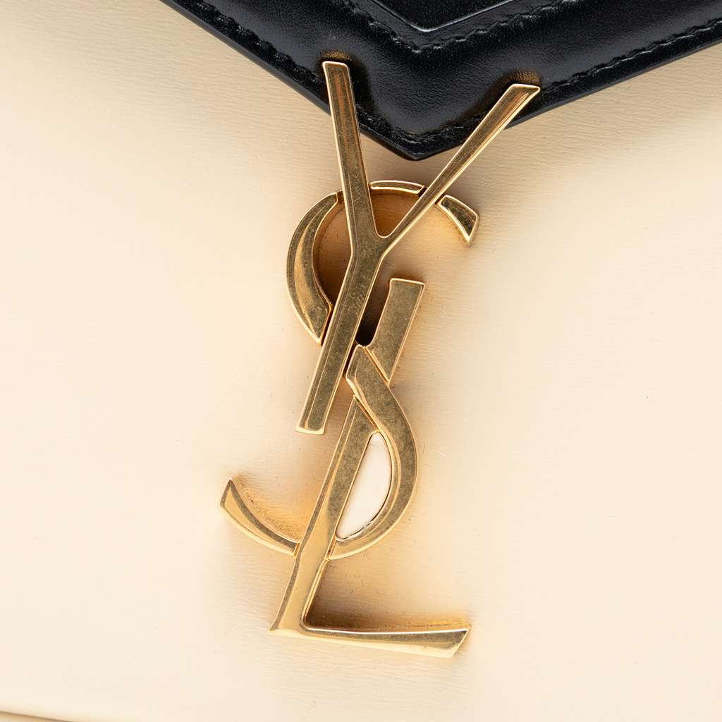 Saint Laurent Medium Bicolor Smooth Calfskin Classic Monogram Cassandra Top Handle Bag - 5