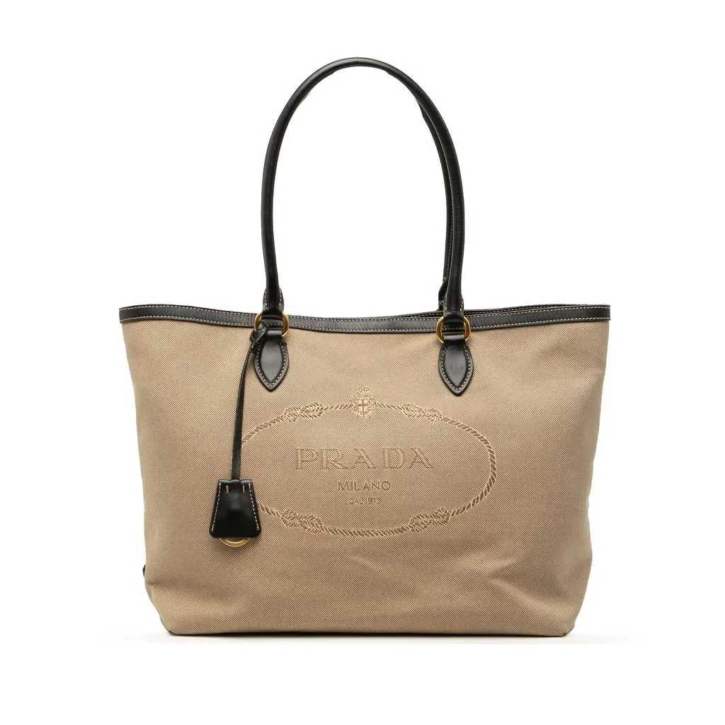 Prada Canvas Canapa Logo Tote Brown Canvas Very good - Front View