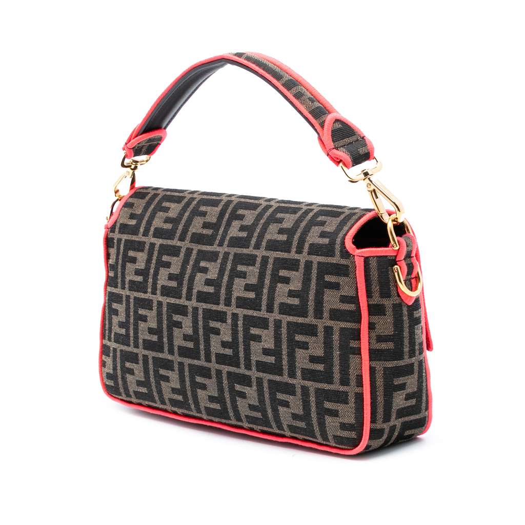 Fendi Medium Zucca Canvas Fluo Trim Baguette Satchel - 2