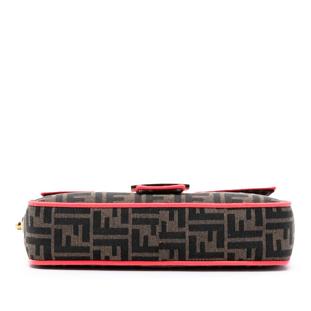 Fendi Medium Zucca Canvas Fluo Trim Baguette Satchel - 3