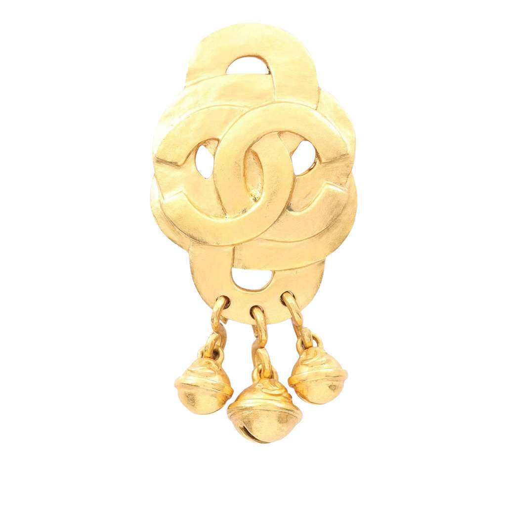 Chanel Gold Plated CC Bell Brooch