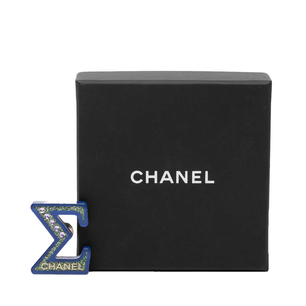 Chanel Resin Glitter Crystal Sigma Brooch - 4