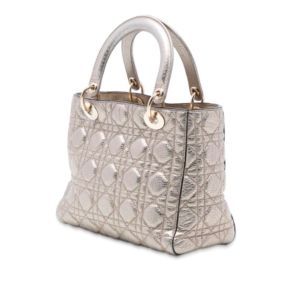 Dior Medium Metallic Grained Calfskin Cannage Supple Lady Dior - 2