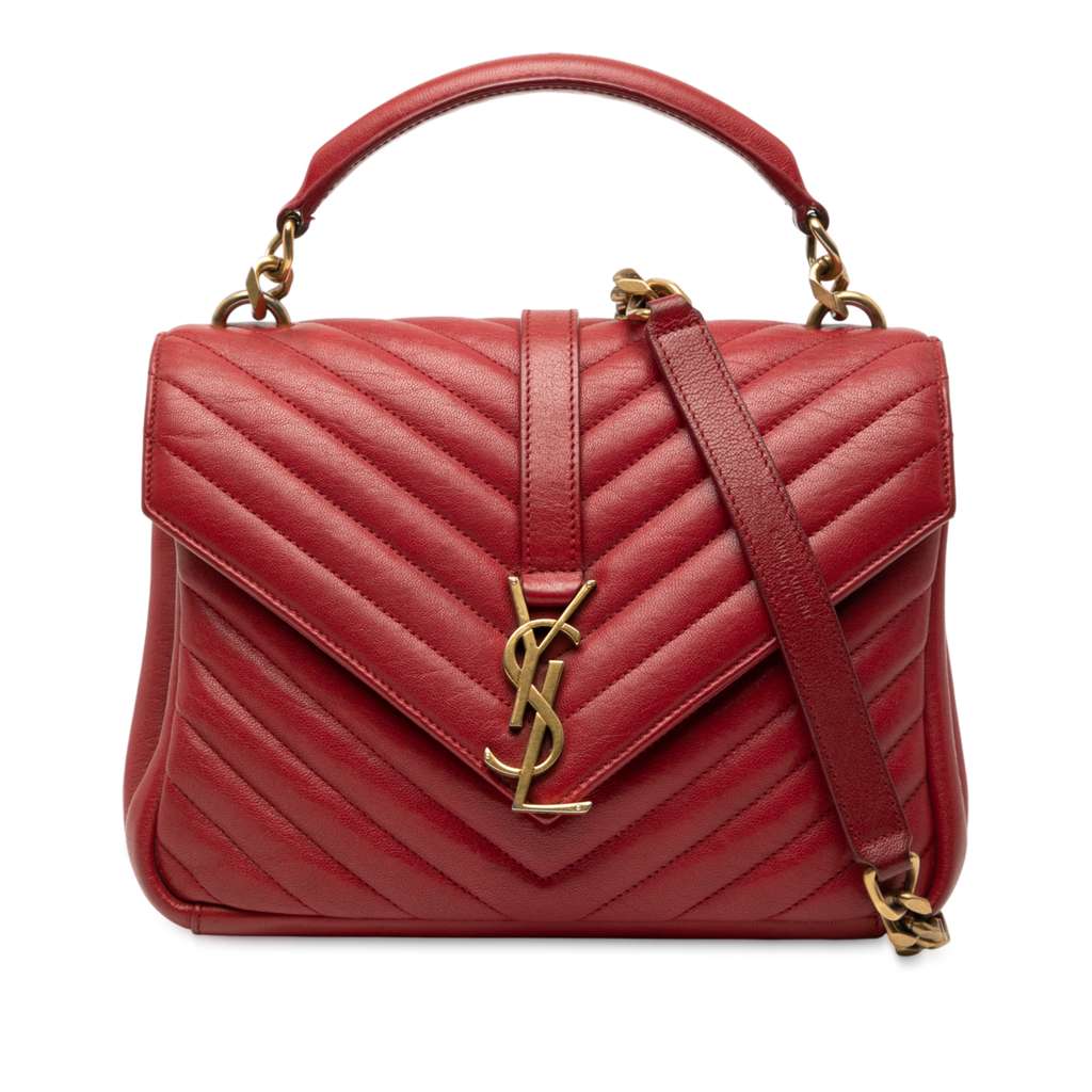 Saint Laurent Medium Quilted Chevron Sheepskin College Satchel