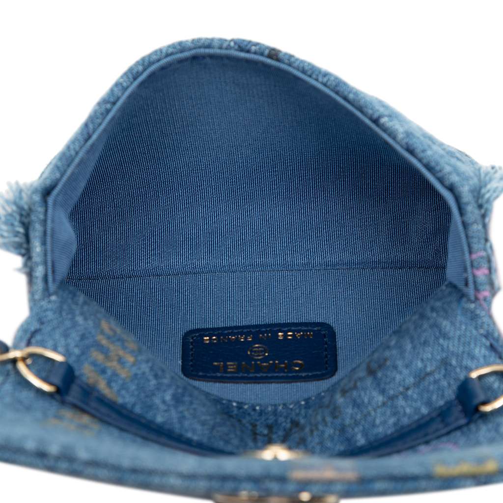 Chanel Fringe Denim Mood Clutch with Chain - 4