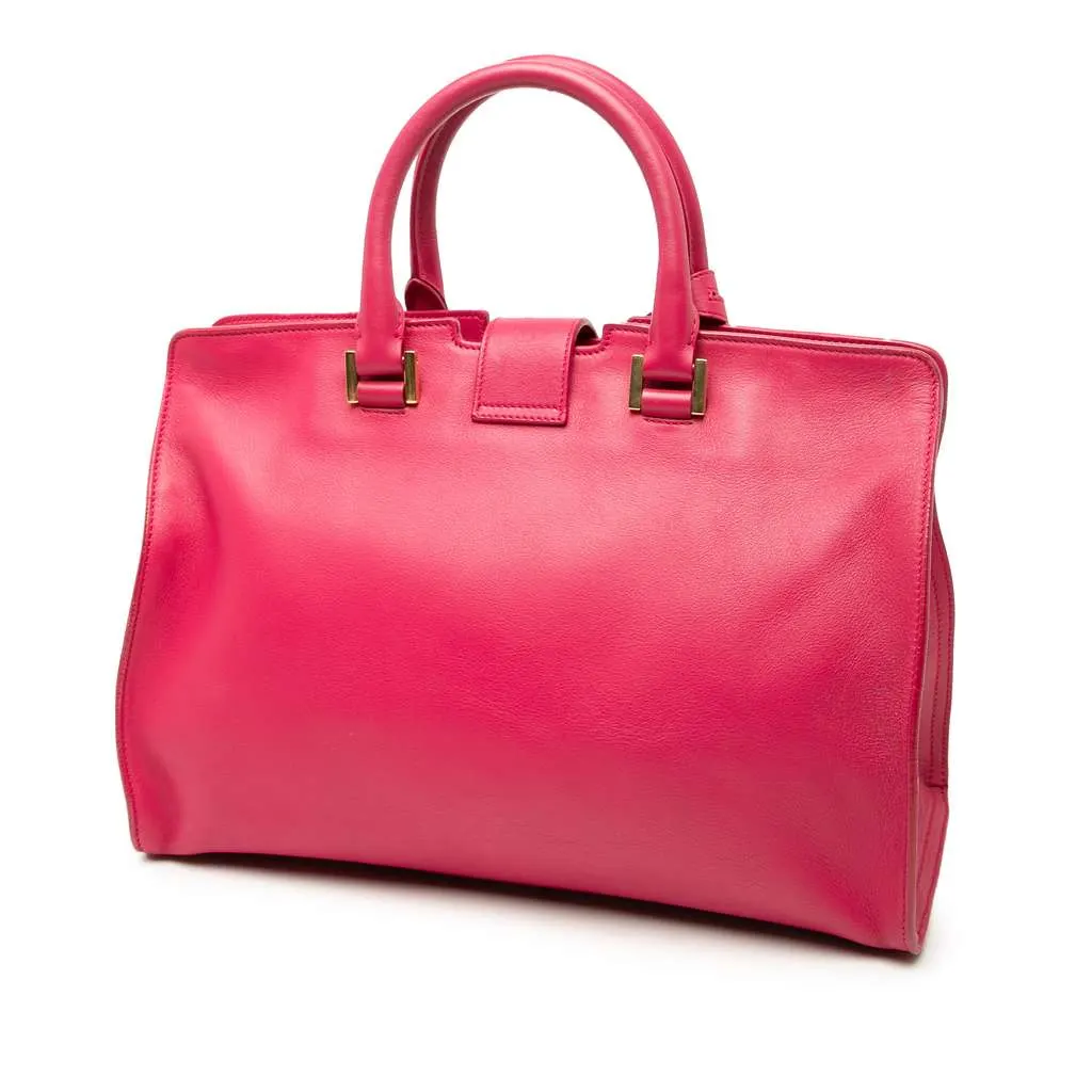 Saint Laurent Small Calfskin Cabas Chyc Satchel Pink Leather Good - Back View