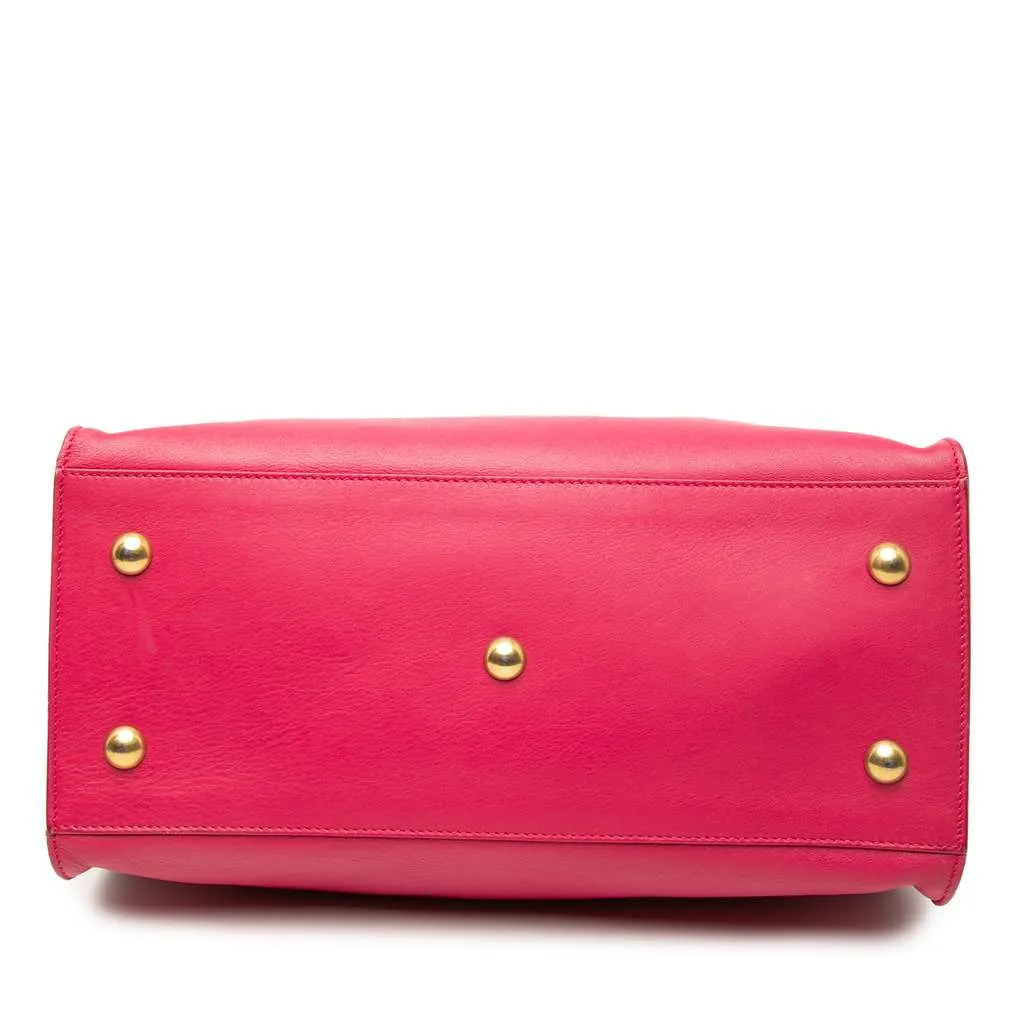 Saint Laurent Small Calfskin Cabas Chyc Satchel Pink Leather Good - Inside View