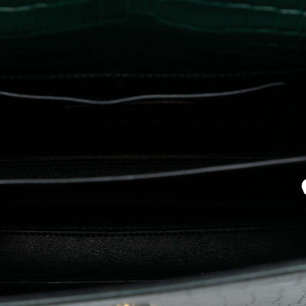 Saint Laurent Mini Croc Embossed Calfskin Monogram Cassandra Top Handle Bag - 4