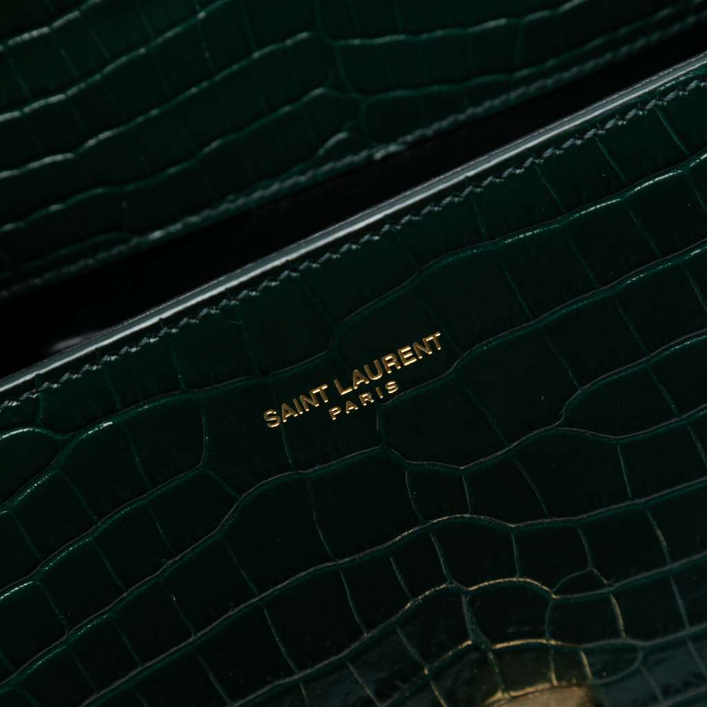 Saint Laurent Mini Croc Embossed Calfskin Monogram Cassandra Top Handle Bag - 5